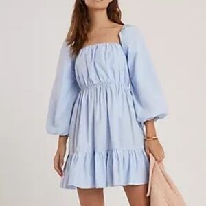 Anthropologie Mare Mare NWT Light Blue Balloon Sleeve Mini Dress Size M
